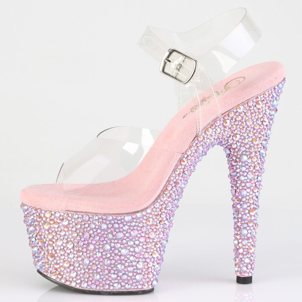 Rhinestone Platform Clear High Heel Shoes